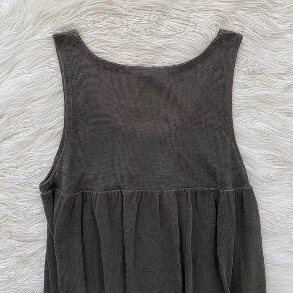 Theory Olive Green Linen Silk Knit Sleeveless Scoop Neck Bubble Hem Dress Tunic - Picture 9 of 11